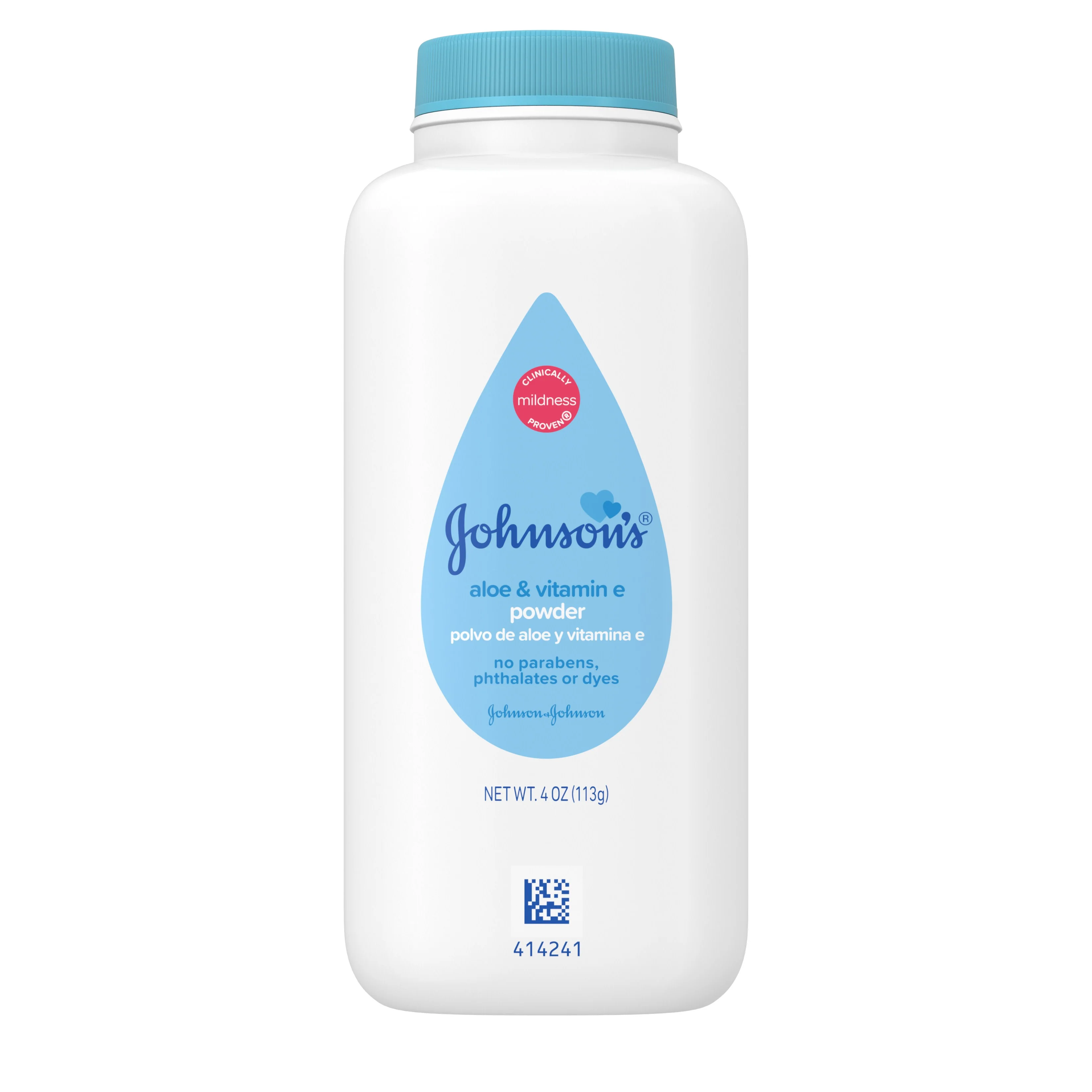 Johnson's Naturally Derived Cornstarch Baby Powder with Aloe & Vitamin E, 4 oz