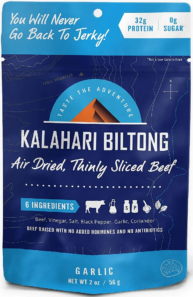 Kalahari Biltong Air-Dried Thinly Sliced Beef Garlic 2 Oz