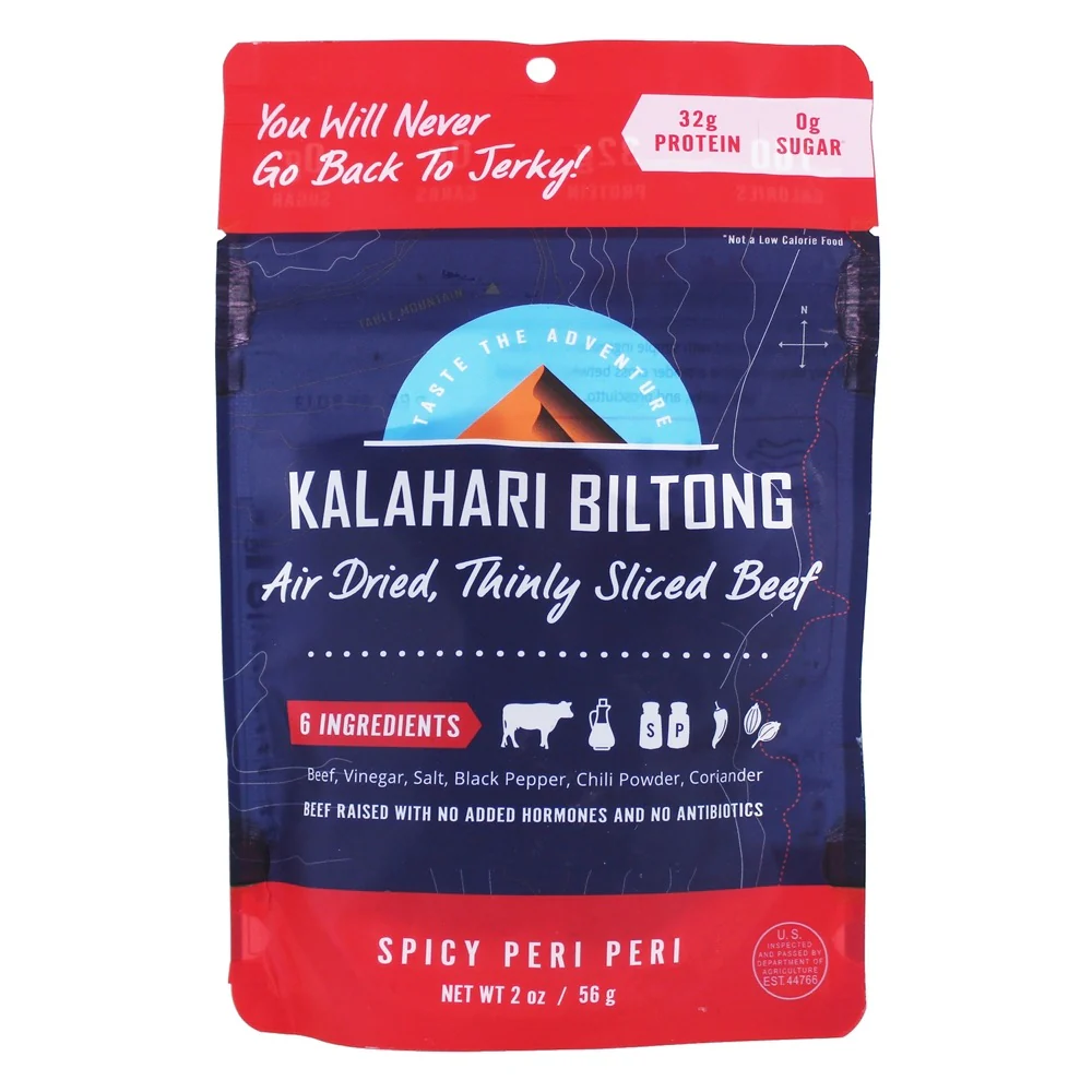 Kalahari Biltong Air-Dried Thinly Sliced Beef Peri Peri 2 Oz