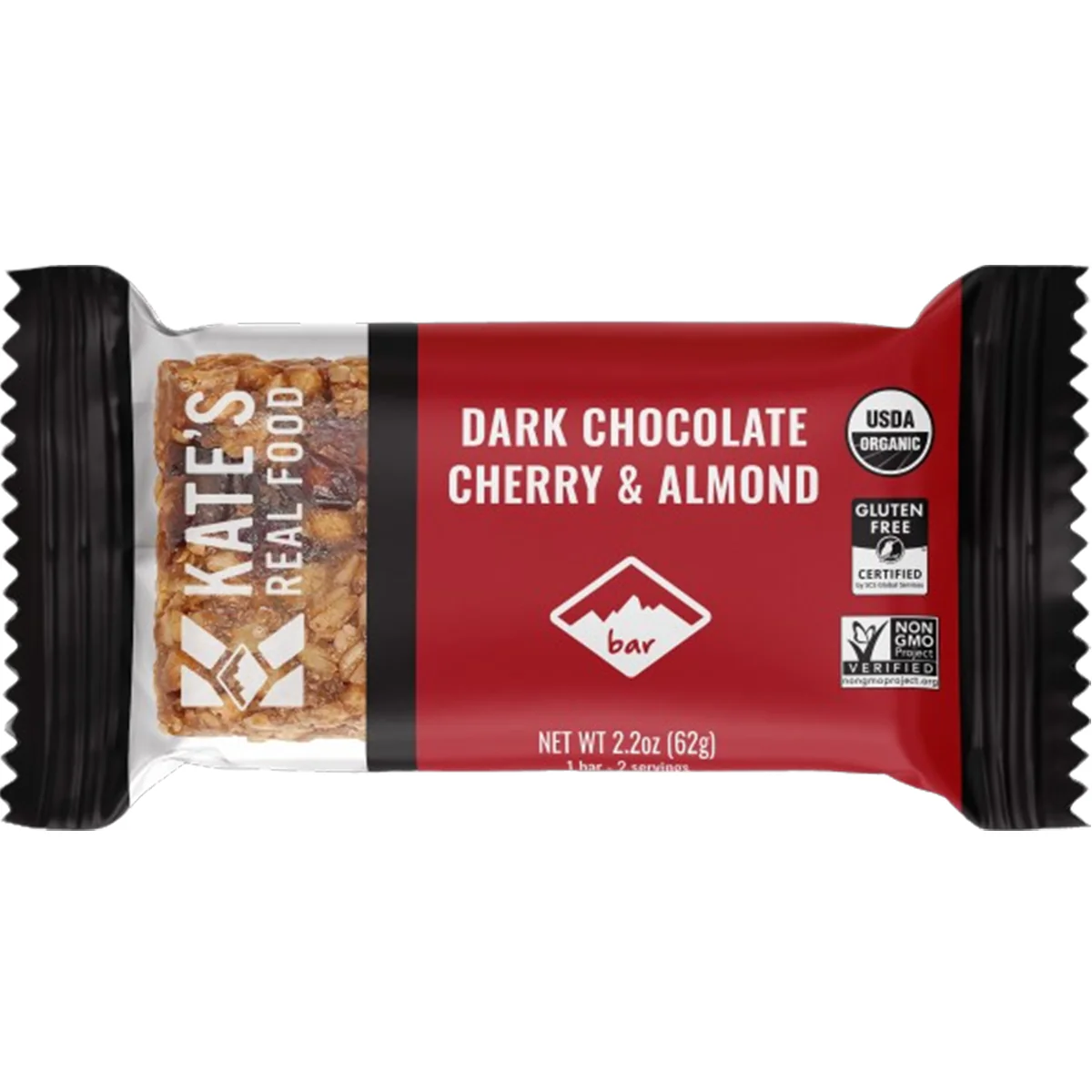 Kates Real Food Organic Dark Chocolate Cherry Almond Handle Bar 2.2 Oz - Image 2