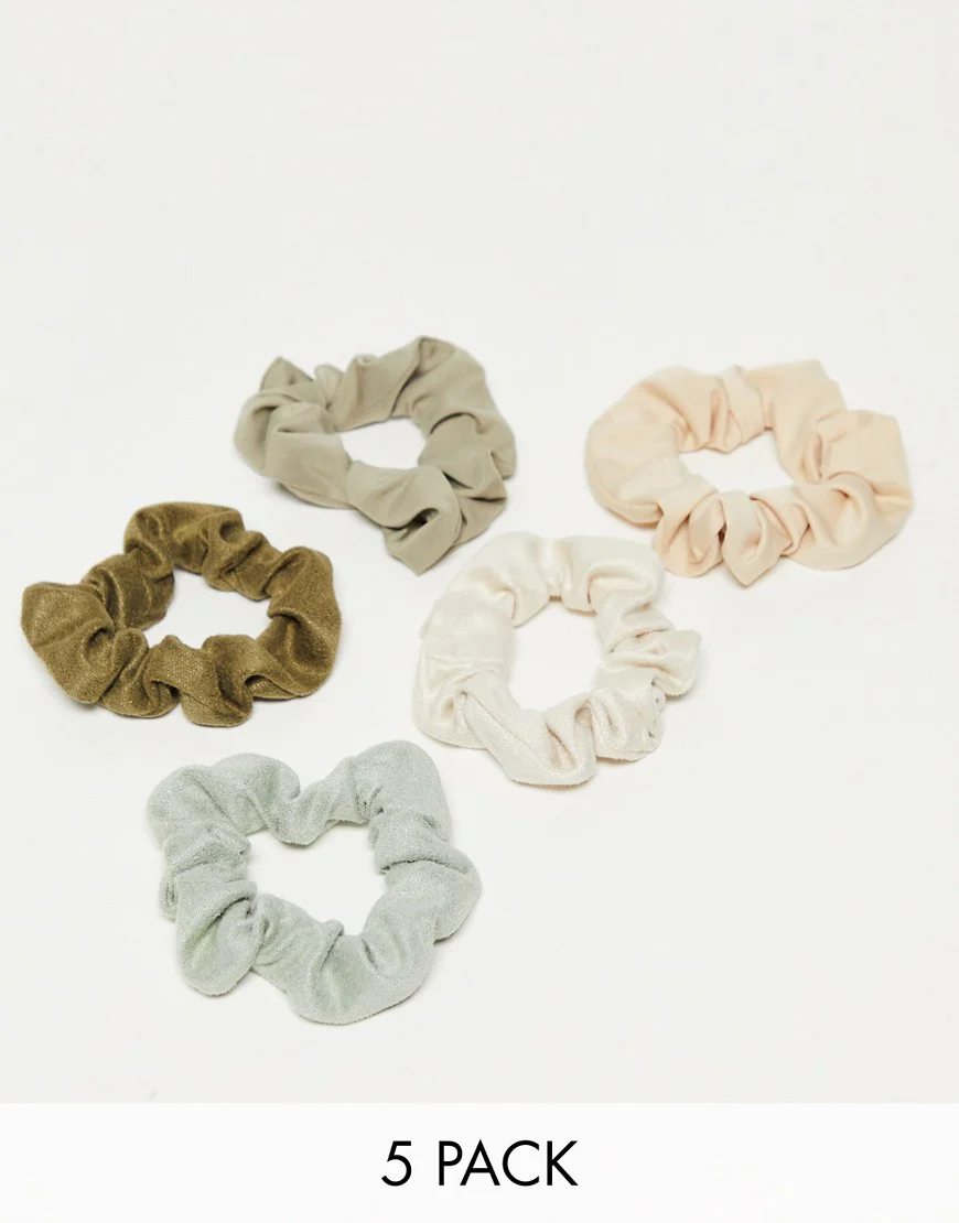 Kitsch Assorted Textured Large Hair Scrunchies for Women & Girls 5pc (Eucalyptus)