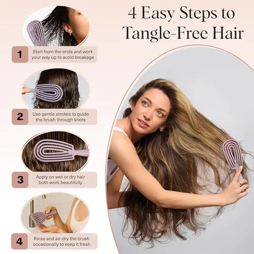 Kitsch Detangler Brush – Flexible Curly Hair Brush for Women, Men & Kids | Detangling Hairbrush with Bendable Frame and Ultra-Smooth Bristles for We - Image 7