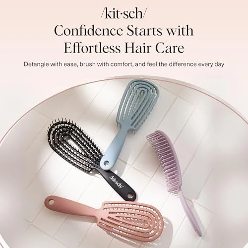 Kitsch Detangler Brush – Flexible Curly Hair Brush for Women, Men & Kids | Detangling Hairbrush with Bendable Frame and Ultra-Smooth Bristles for We - Image 8