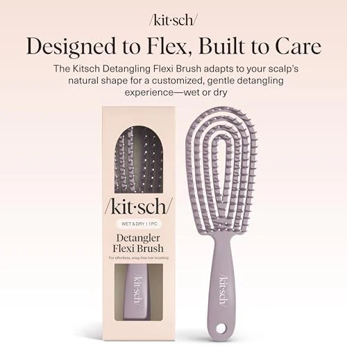 Kitsch Detangler Brush – Flexible Curly Hair Brush for Women, Men & Kids | Detangling Hairbrush with Bendable Frame and Ultra-Smooth Bristles for We - Image 9