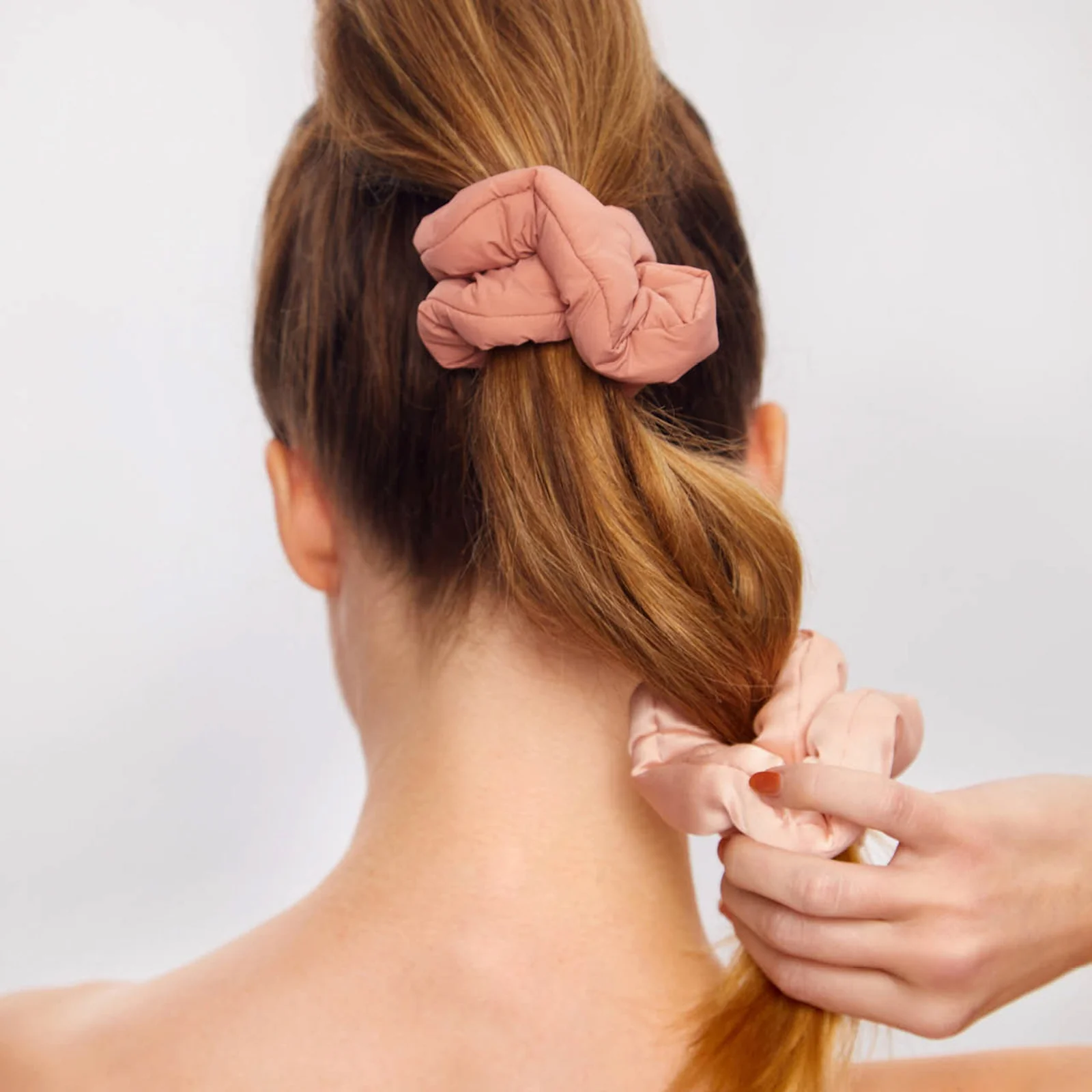 Kitsch Recycled Fabric Puffy Hair Scrunchies Rosewood - Image 3
