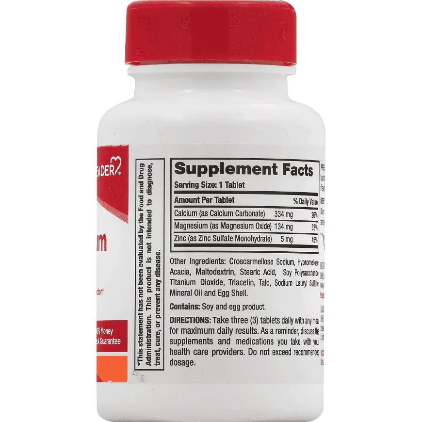 Leader Calcium Magnesium & Zinc Tablets 100ct - Image 2