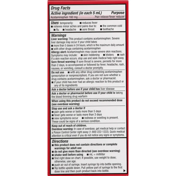 Leader Infant's Pain & Fever Acetaminophen 160mg Grape 2oz - Image 2