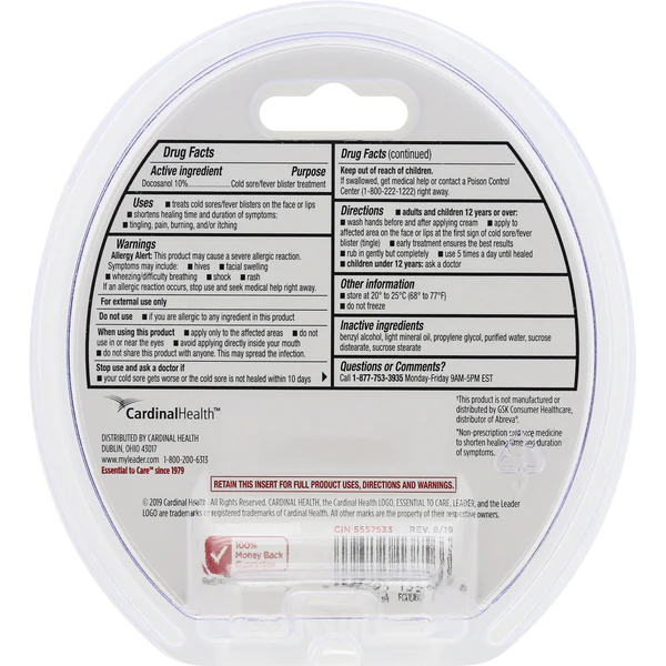 Leader Docosanol 10% Cold Sore Treatment 0.07oz - Image 2
