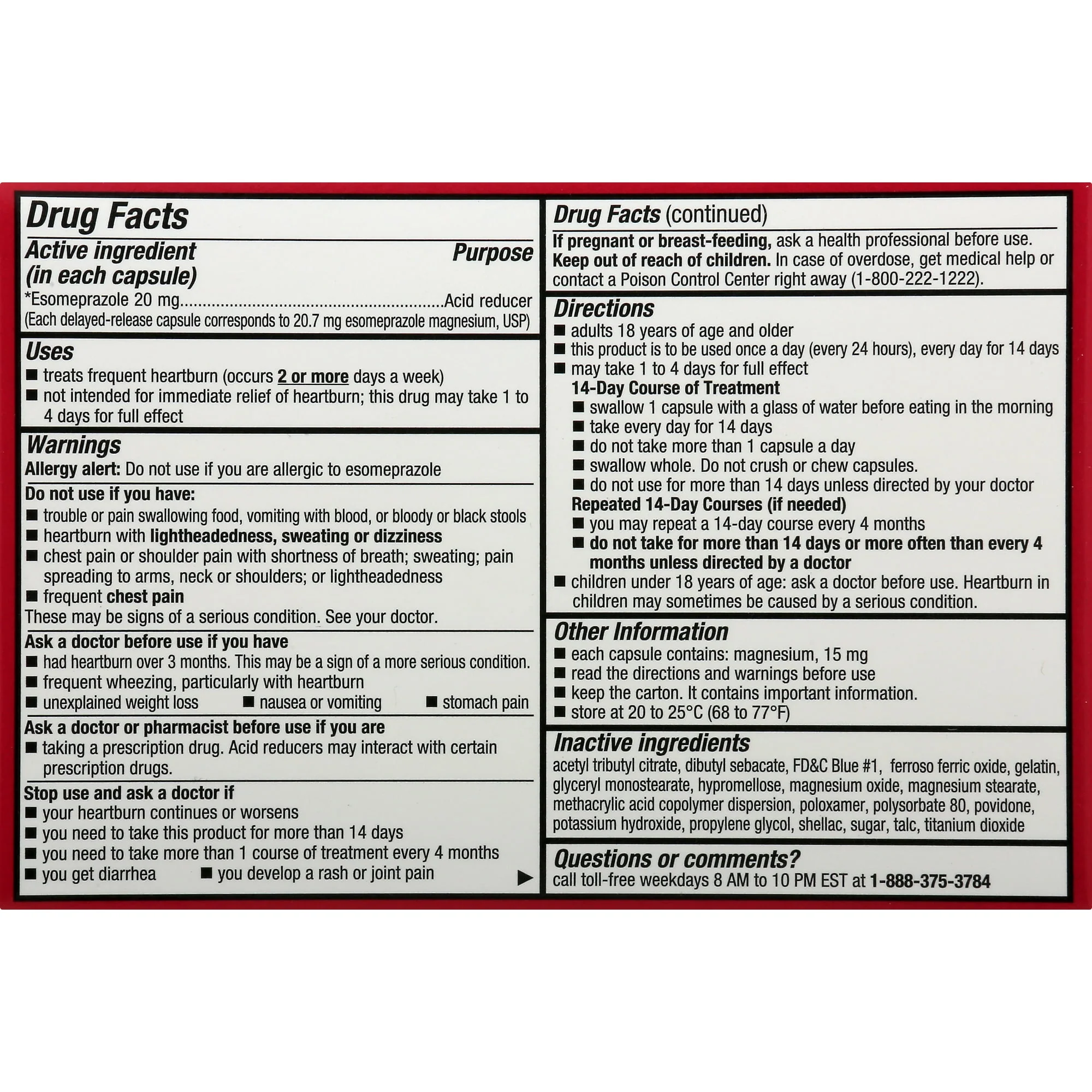 Leader Esomeprazole Magnesium 20mg Capsules 42ct - Image 2
