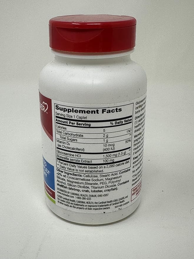 Leader Glucosamine Complex + Vitamins D3 Caplets 60ct - Image 2