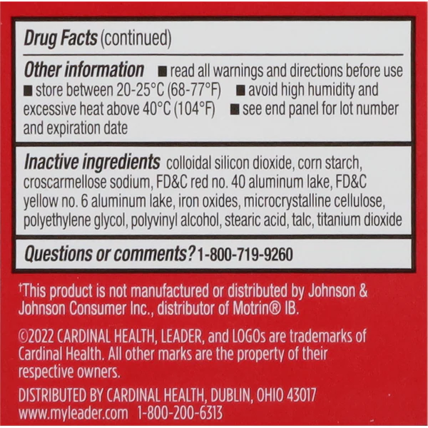 Leader Ibuprofen 200mg Coated Caplets 50ct - Image 2