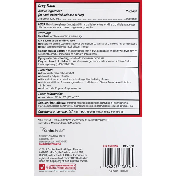 Leader Mucus Maximum Strength Relief Tablets 14ct - Image 2