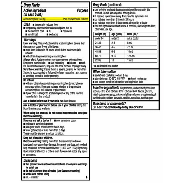 Leader Children's Pain & Fever Acetaminophen Liquid Bubble Gum 4oz - Image 2
