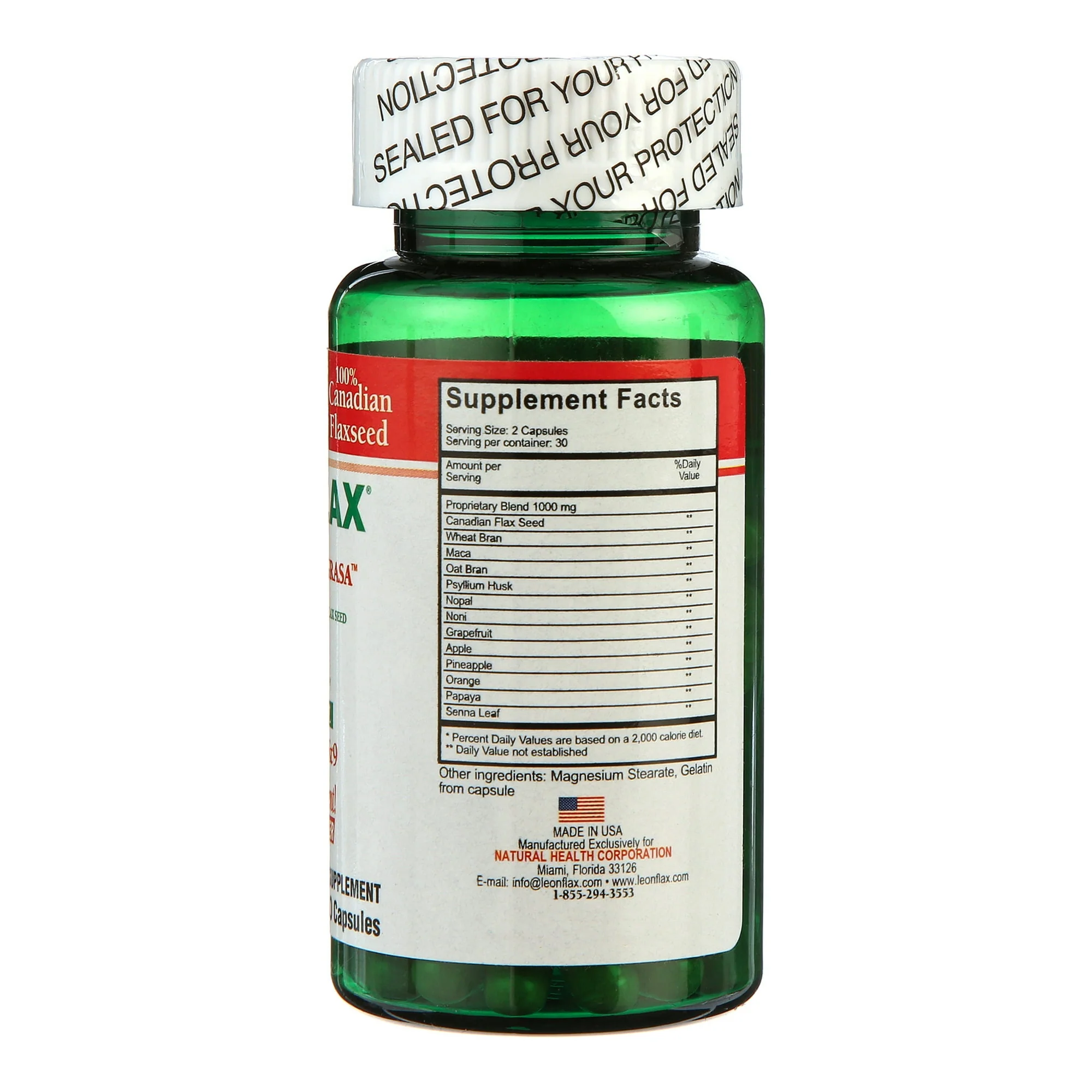 Leonflax Omega 3, 6 & 9 Flax Seed Colon Cleanse Capsules 60ct - Image 2