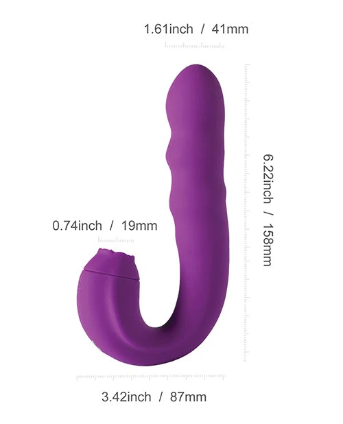Lilian G-Spot Vibrator W/Rotating Head & Vibrating Tongue - Purple - Image 2