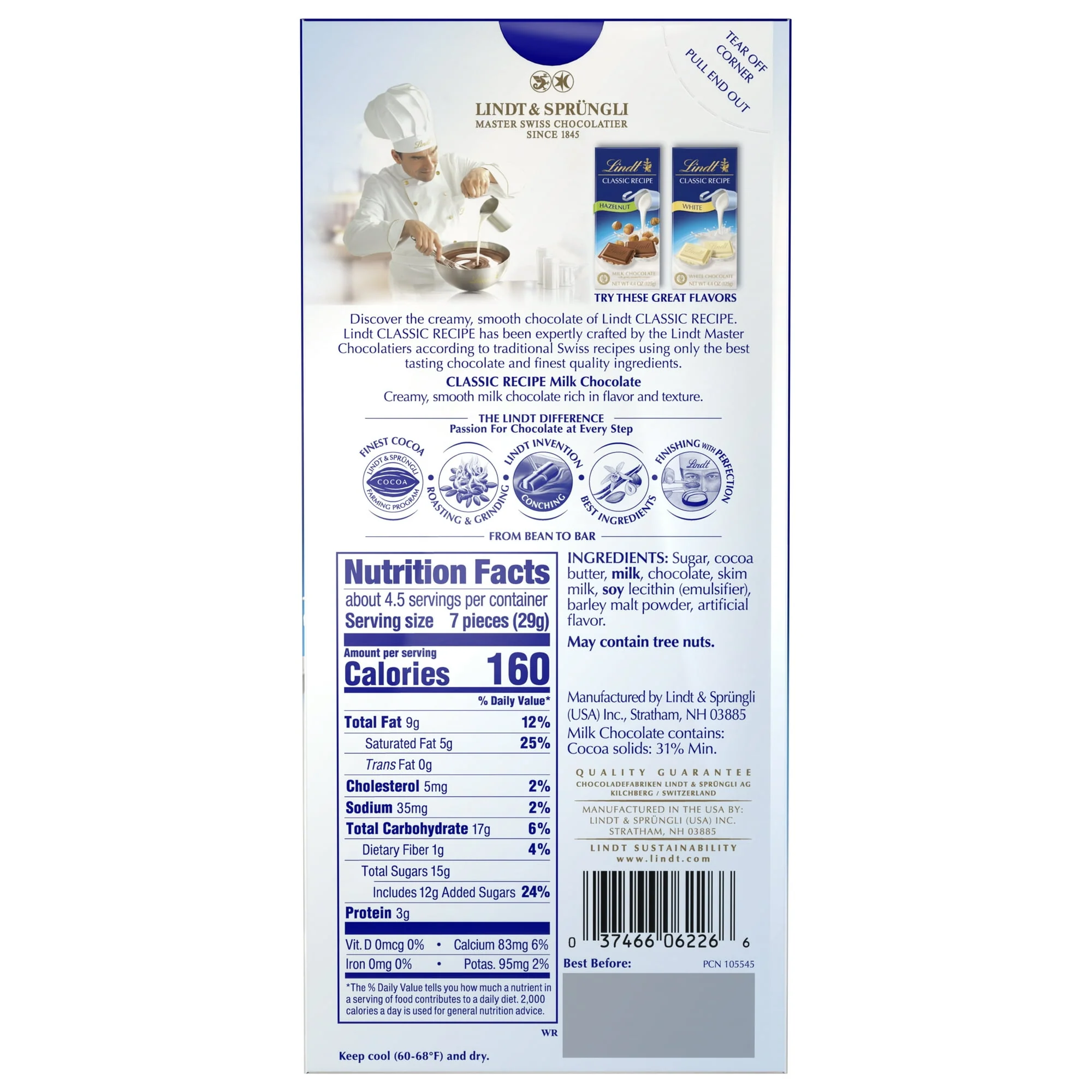 Lindt Classic Recipe Milk Chocolate 4.4oz - Image 2
