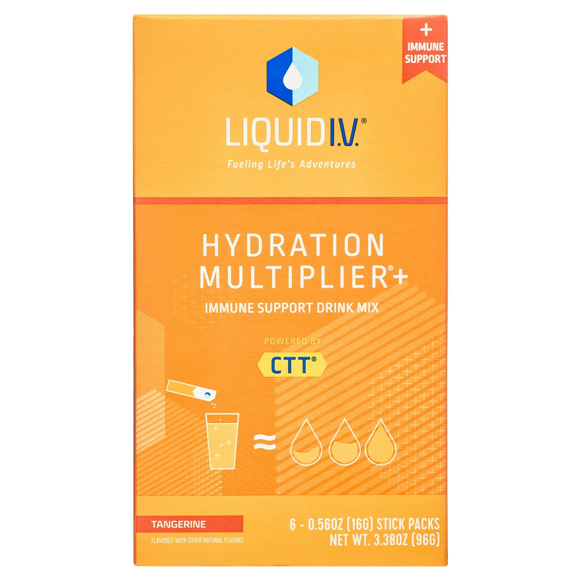 Liquid I.V. Hydration Multiplier Immune Support Drink Tangerine Sticks 6ct