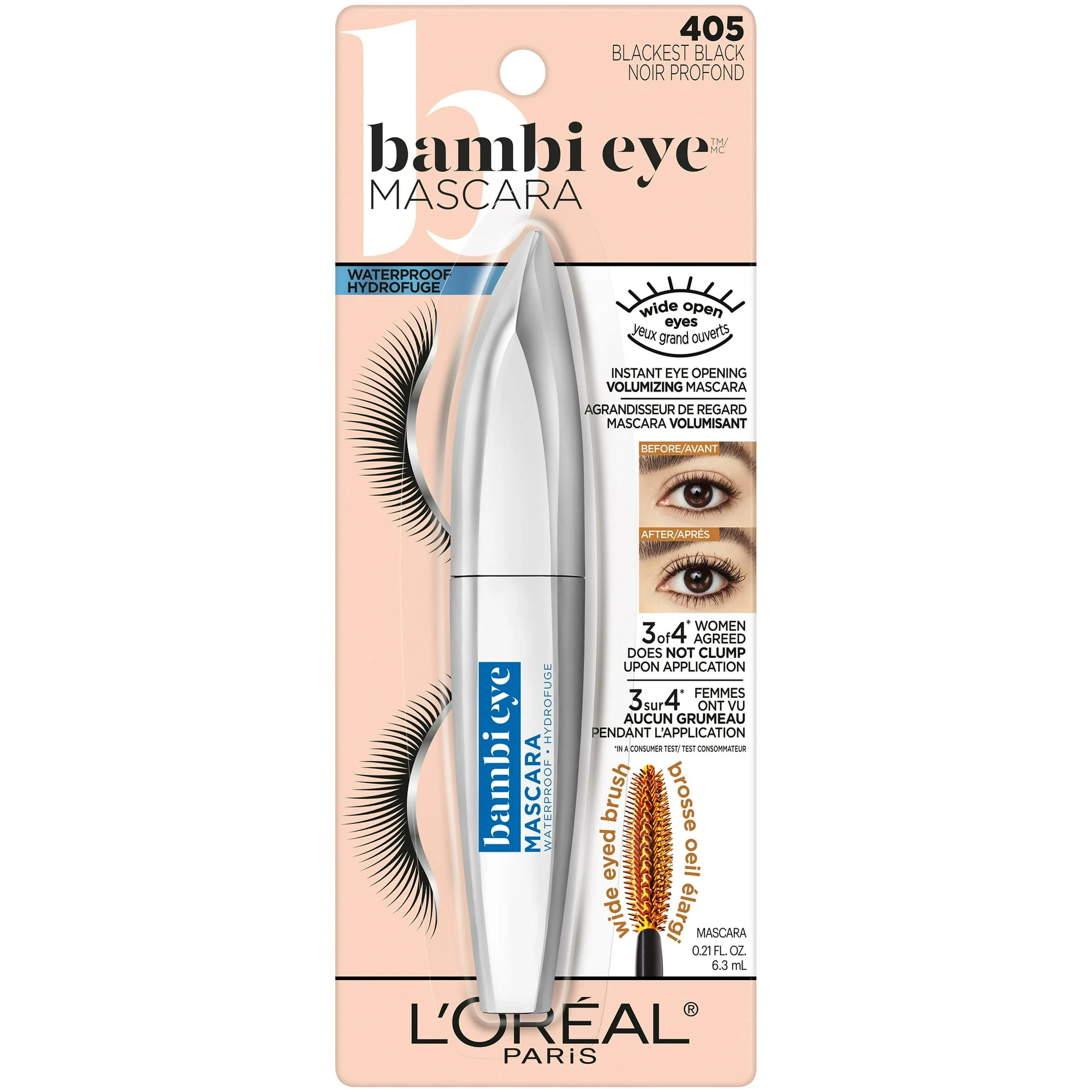 Loreal Bambie Eye Mascara Waterproof 405 Blackest Black
