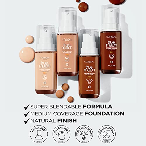 L'Oreal Paris True Match Super-Blendable Foundation Medium Coverage, W2, Light, 1 Fl Oz - Image 6