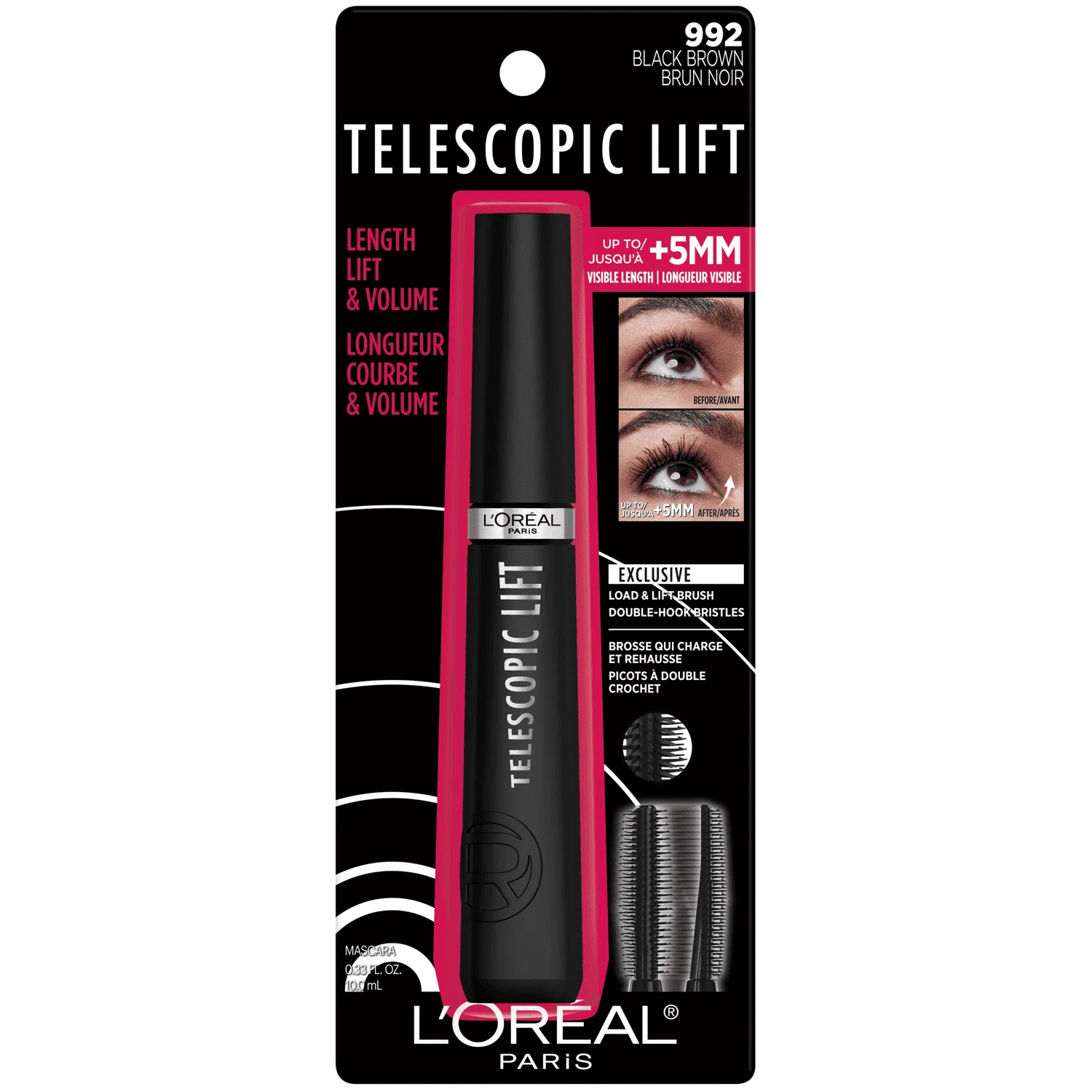 Loreal Telescopic Lift Washable Mascara Black Brown 992