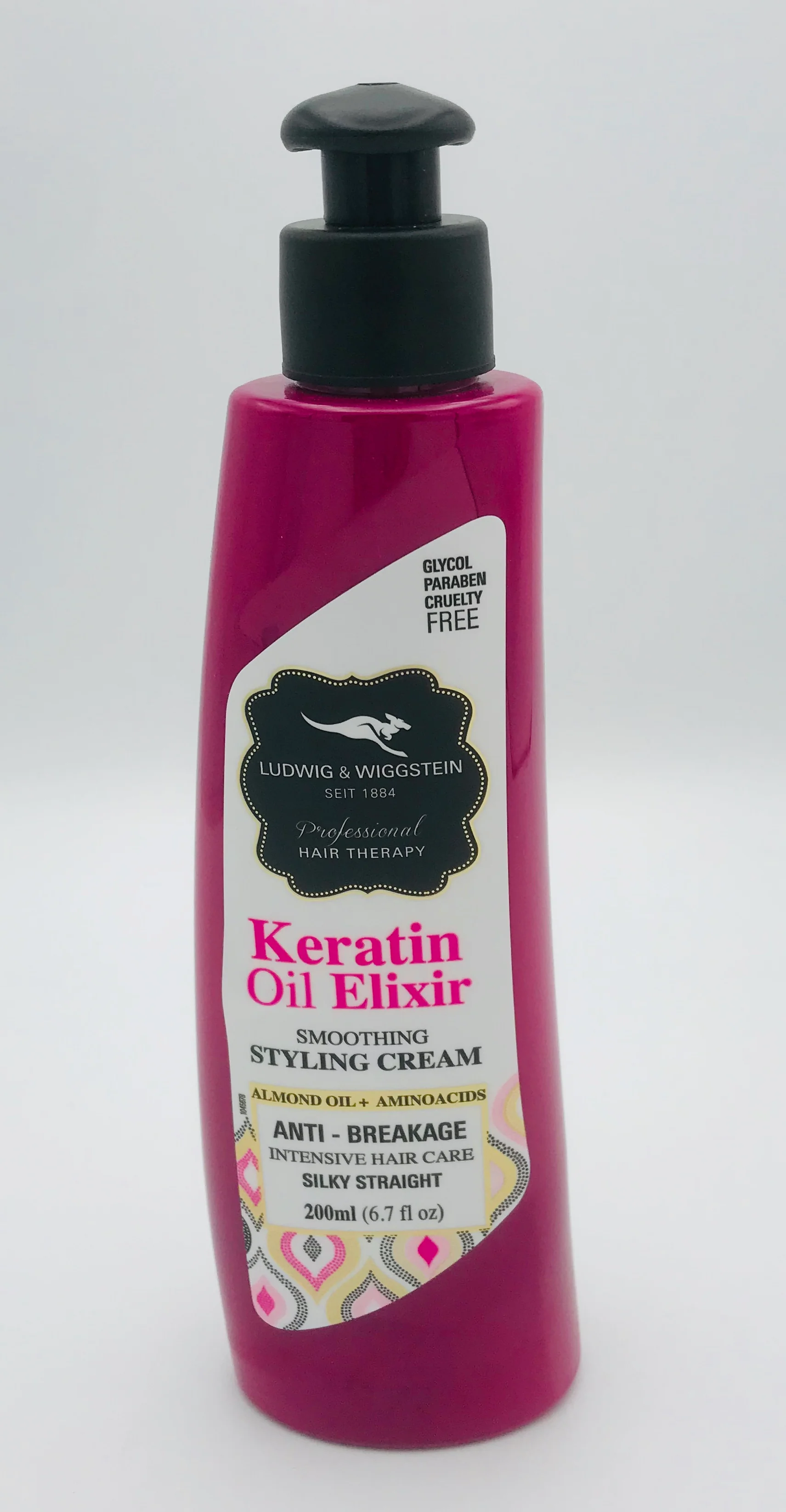 Ludwig & Wiggstein Keratin Oil Elixir Smoothing Styling Cream. 6.7 oz