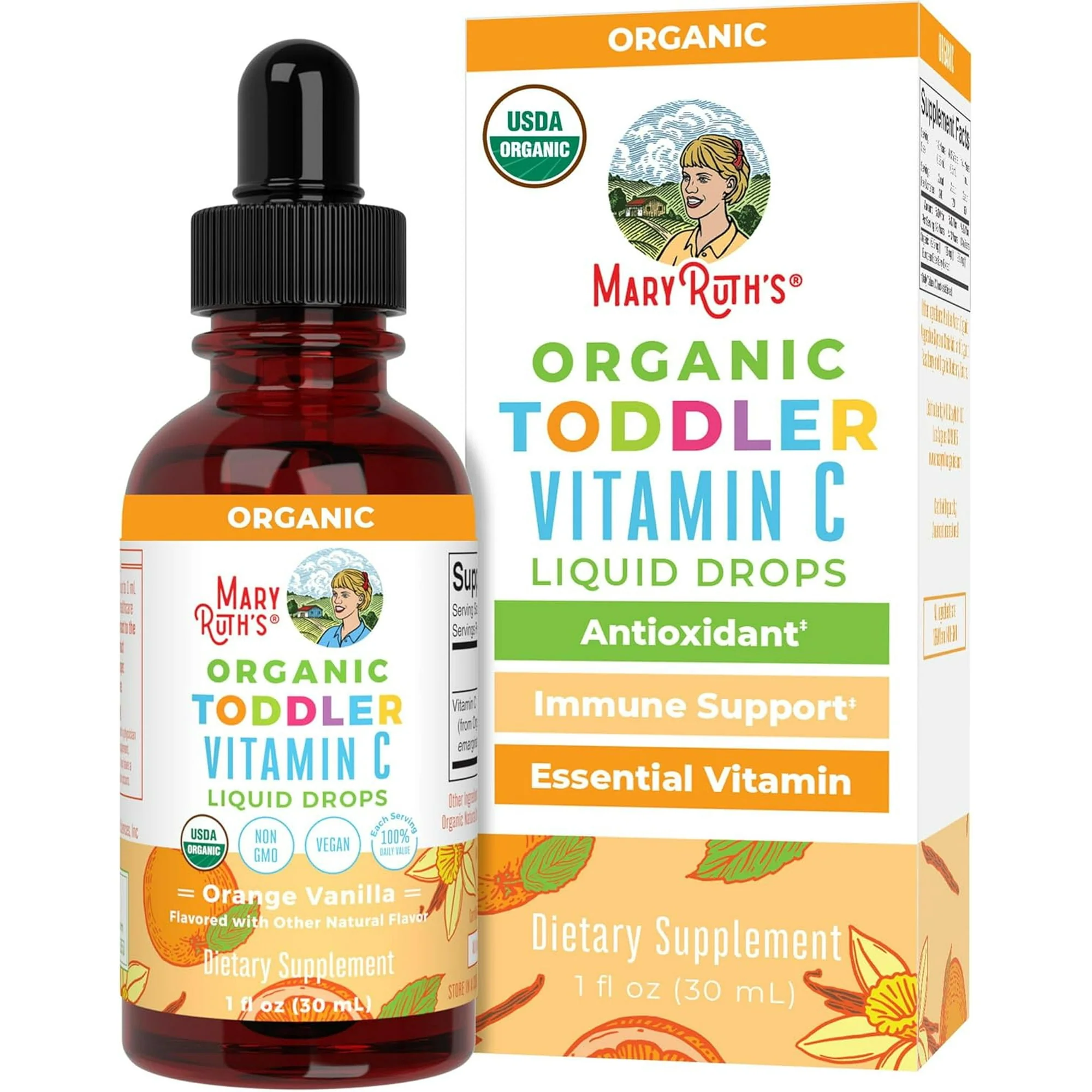 Mary Ruth's Organics Toddler Vitamin C Drops | USDA Organic Vitamin C Liquid Drops for Toddler | Ages 1-3 Years | Vitamin for Immune Support & Overall Health | Vegan | Non-GMO | Gluten Free | - Image 2