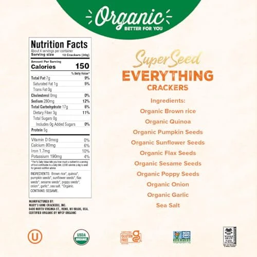 Mary's Gone Crackers Gluten Free Super Seed Everything - 4oz - Image 2