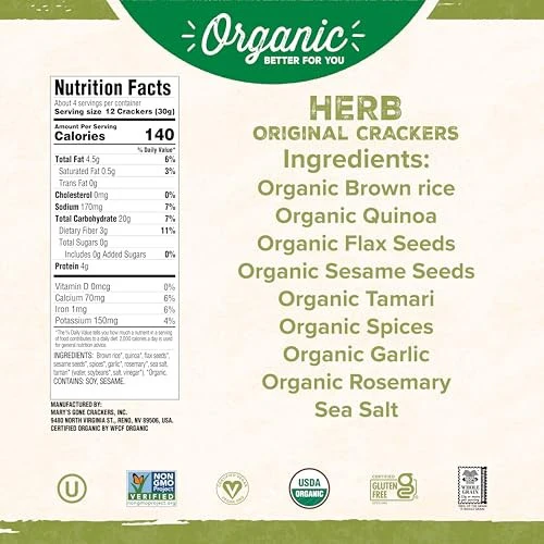 Mary's Gone Crackers Organic Herb Original Crackers Whole Grain, 4 oz - Image 2