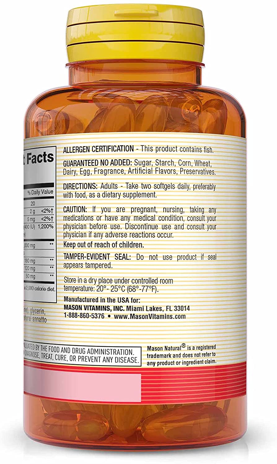 Mason Natural CoQ-10 Vitamin E Fish Oil 60 Gels - Image 3