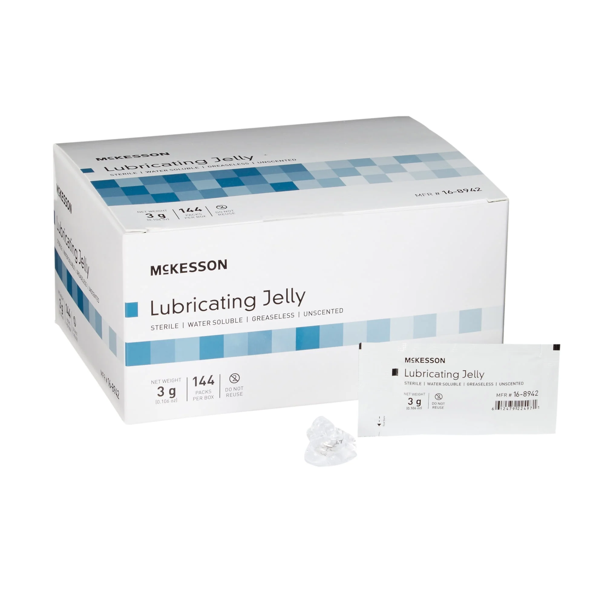 McKesson Lubricating Jelly Clear, Fragrance-Free 3mg 144 Packs 16-8942