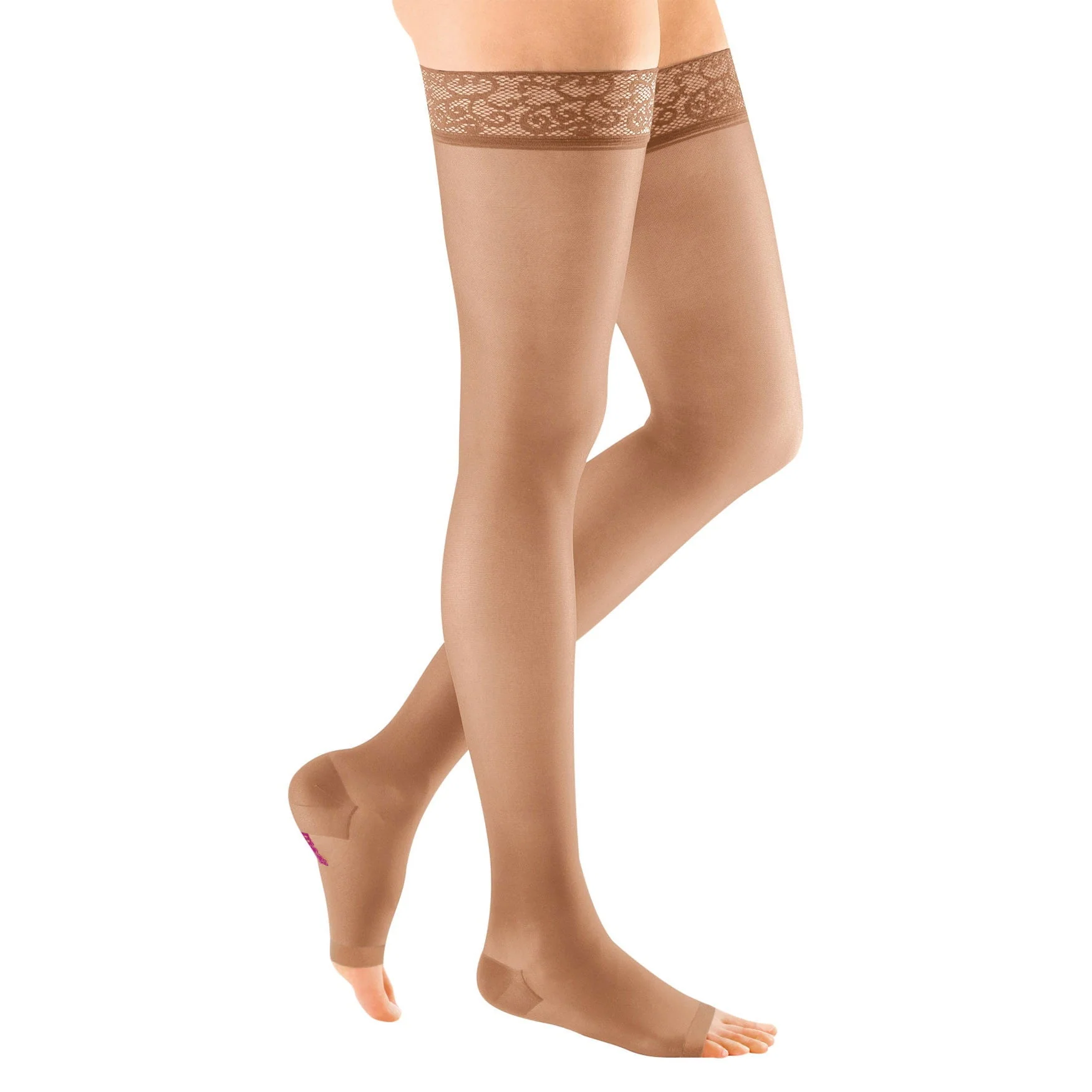 Medi Sheer & Soft Thigh High With Lace Silicone Band 15-20mmHg Open Toe Natural IV