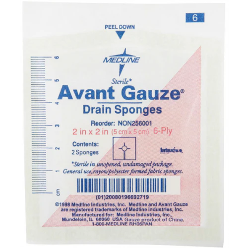 Medline Avant Drain Sponge 2" x 2" 35 Packs NON256001