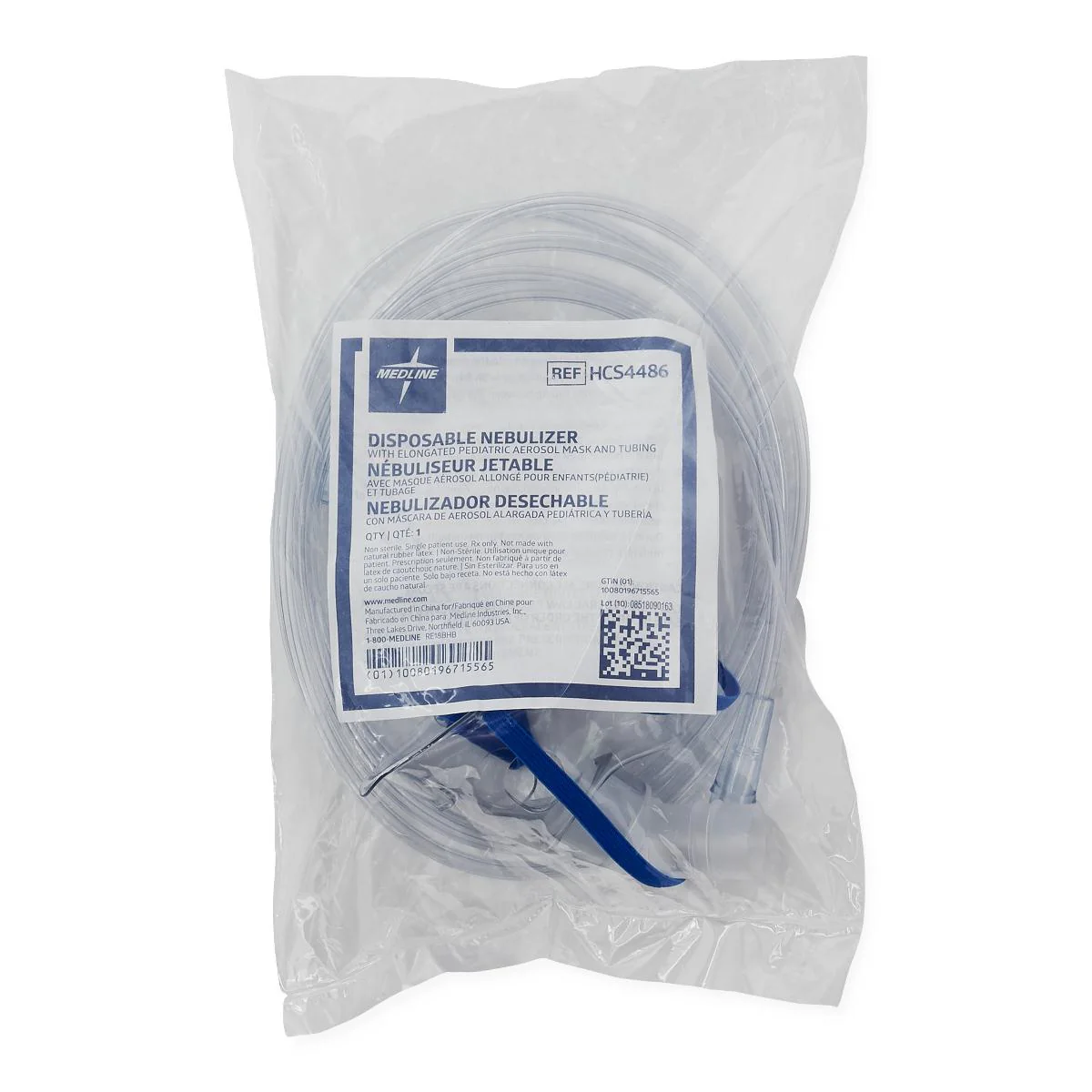 Medline Disposable Handheld Nebulizer Kit with Upstream Nebulizer, Pediatric Mask, 7' Tubing and Standard Connector - Image 3