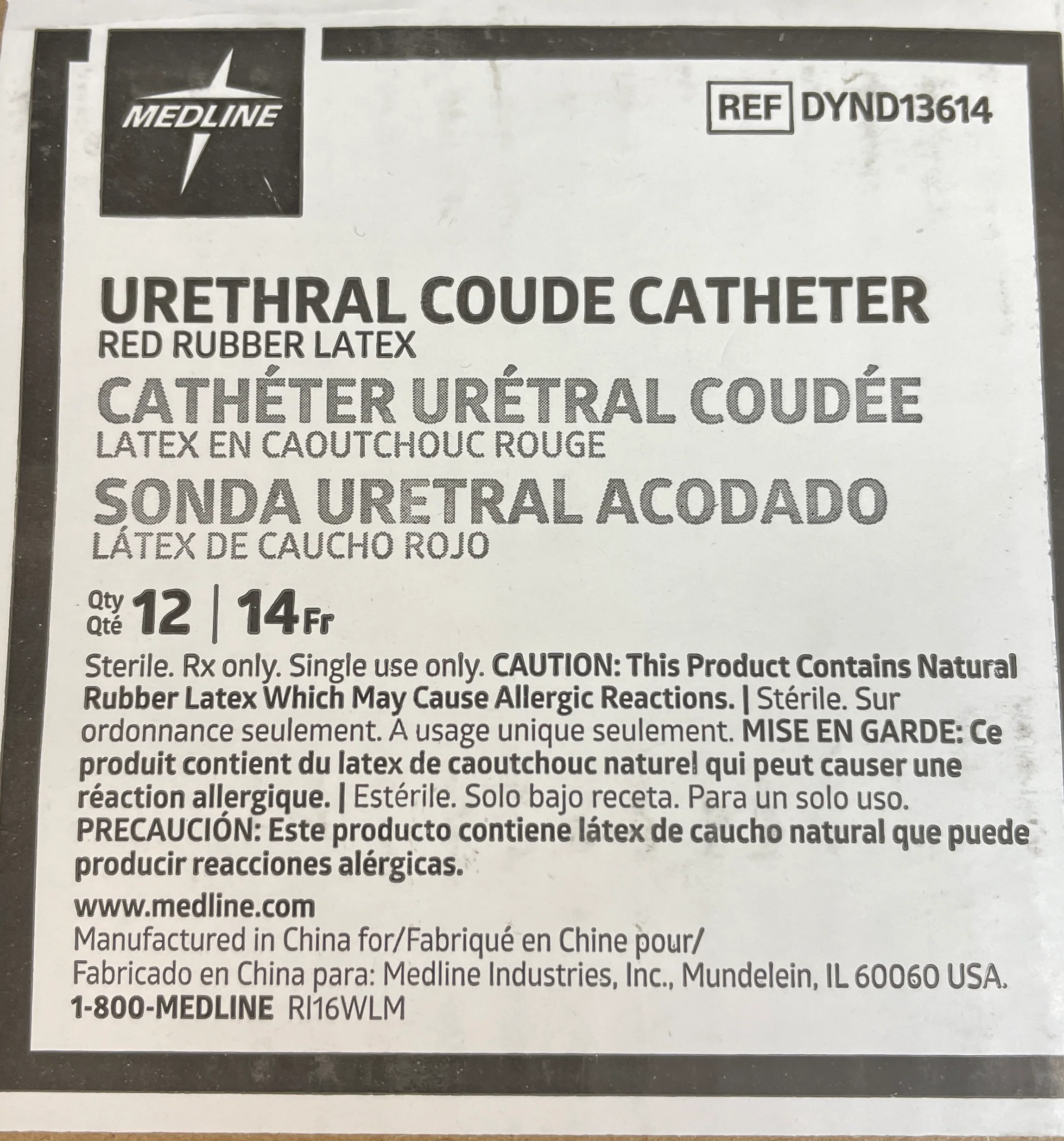Medline Urethral Coude Catheters REF DYND13614 - Image 2