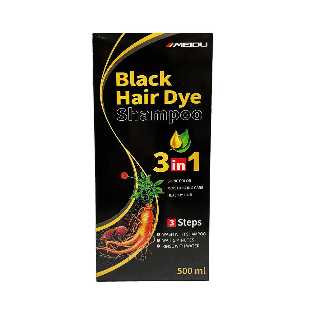 Meidu 3 in 1 Natural Hair Dye Color Shampoo Black 500 ml - Image 13