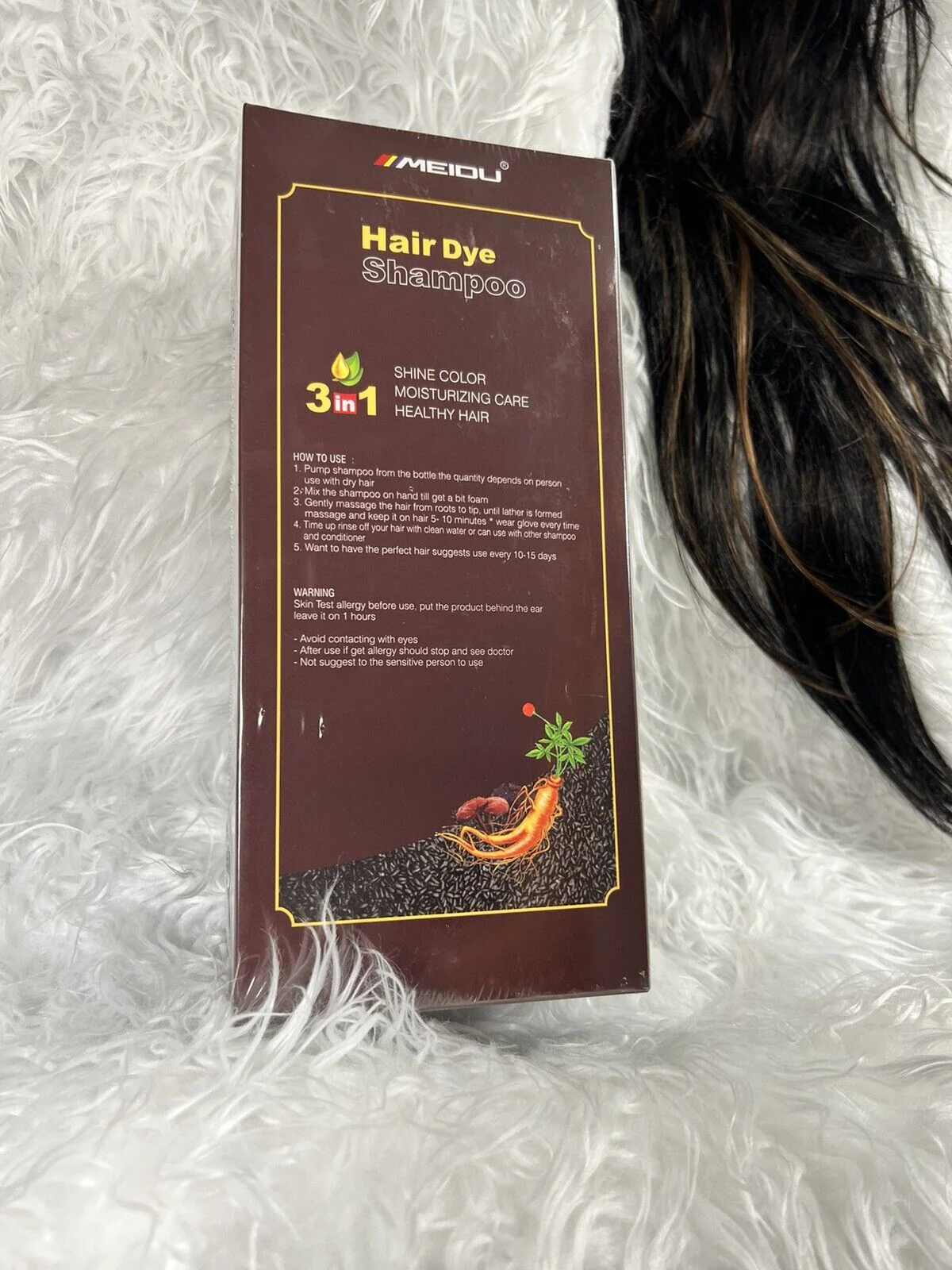 Meidu 3 in 1 Natural Hair Dye Color Shampoo Black 500 ml - Image 2