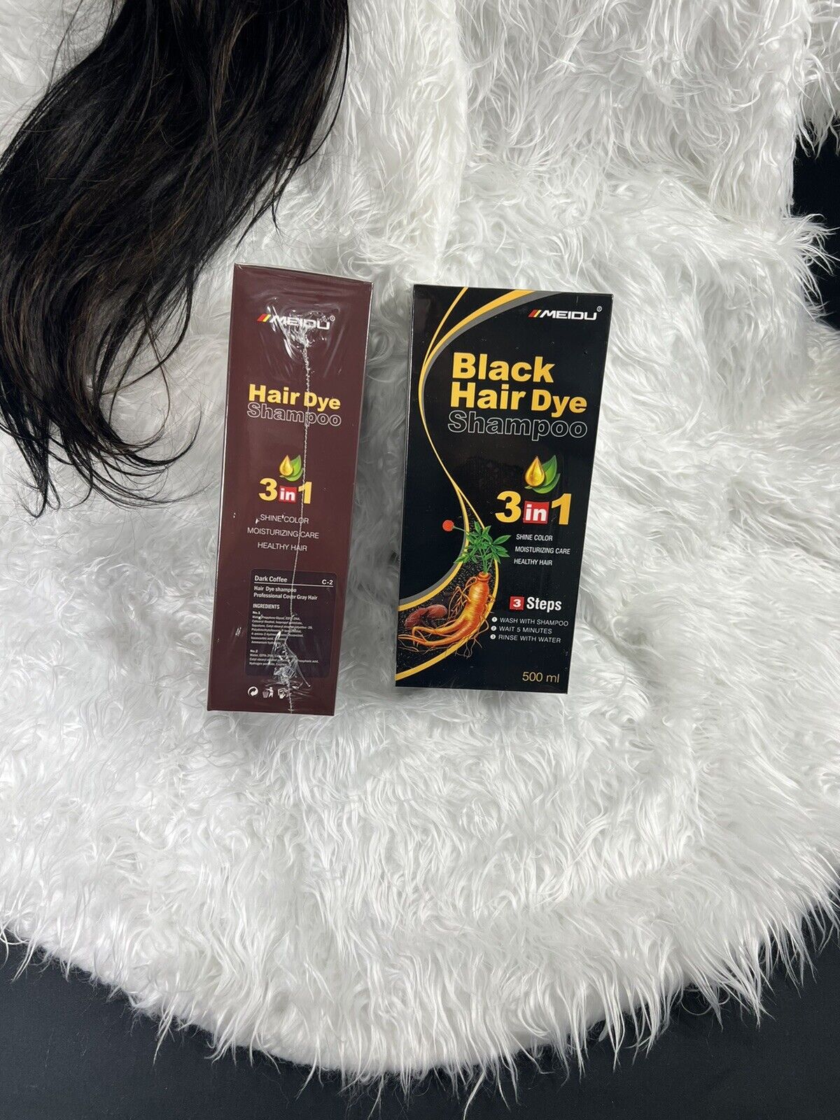 Meidu 3 in 1 Natural Hair Dye Color Shampoo Black 500 ml - Image 4