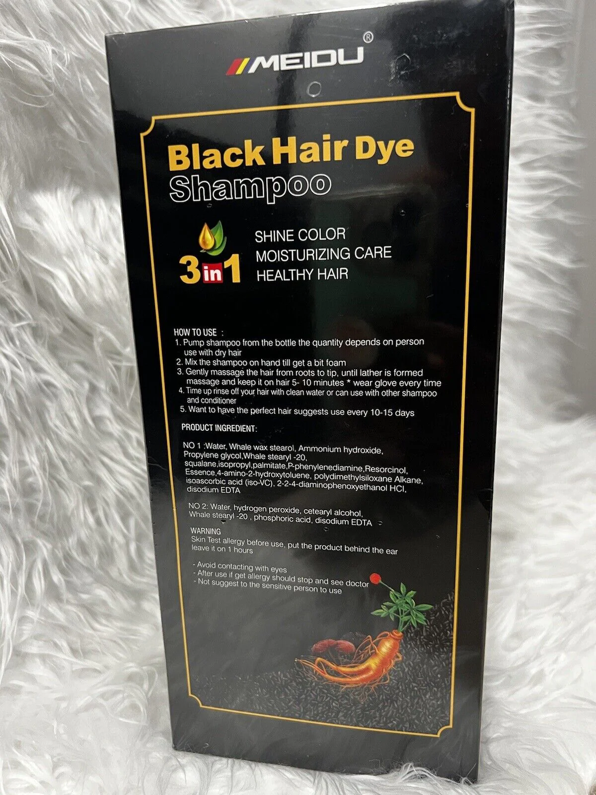 Meidu 3 in 1 Natural Hair Dye Color Shampoo Black 500 ml - Image 5