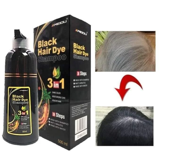 Meidu 3 in 1 Natural Hair Dye Color Shampoo Black 500 ml - Image 9