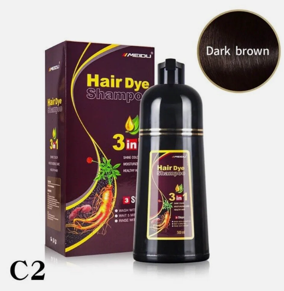 Meidu Hair Dye Color Shampoo 3 in 1 Natural Herb (Dark Brown) 500 ml - Image 5
