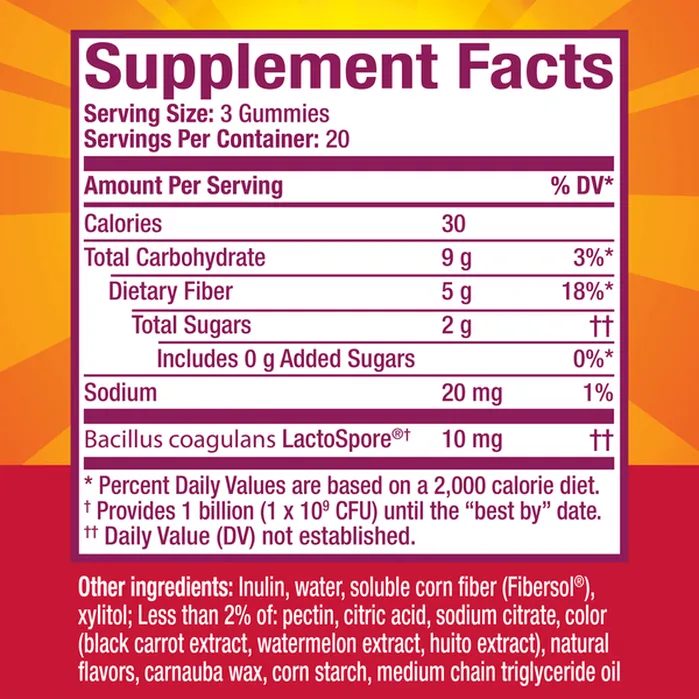 Metamucil Fiber + Probiotic Kiwi & Blackberry No Sugar Gummies 60ct - Image 3