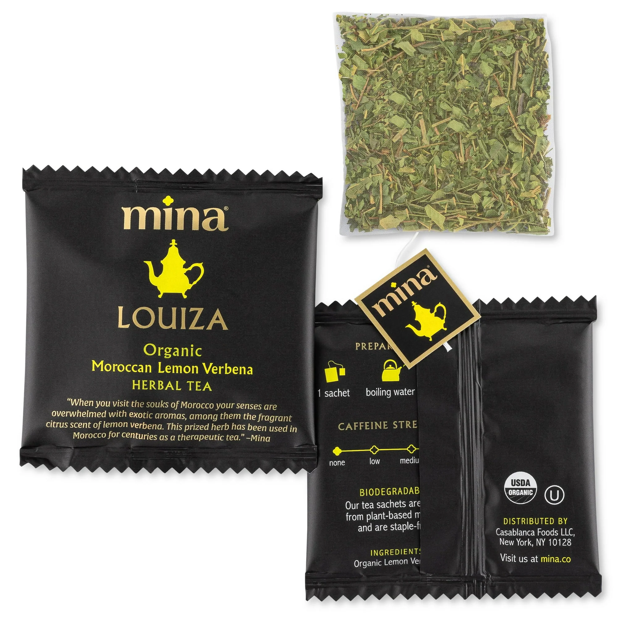 Mina Louiza Organic Morroccan Lemon Verbena Tea 15 Sachets - Image 2