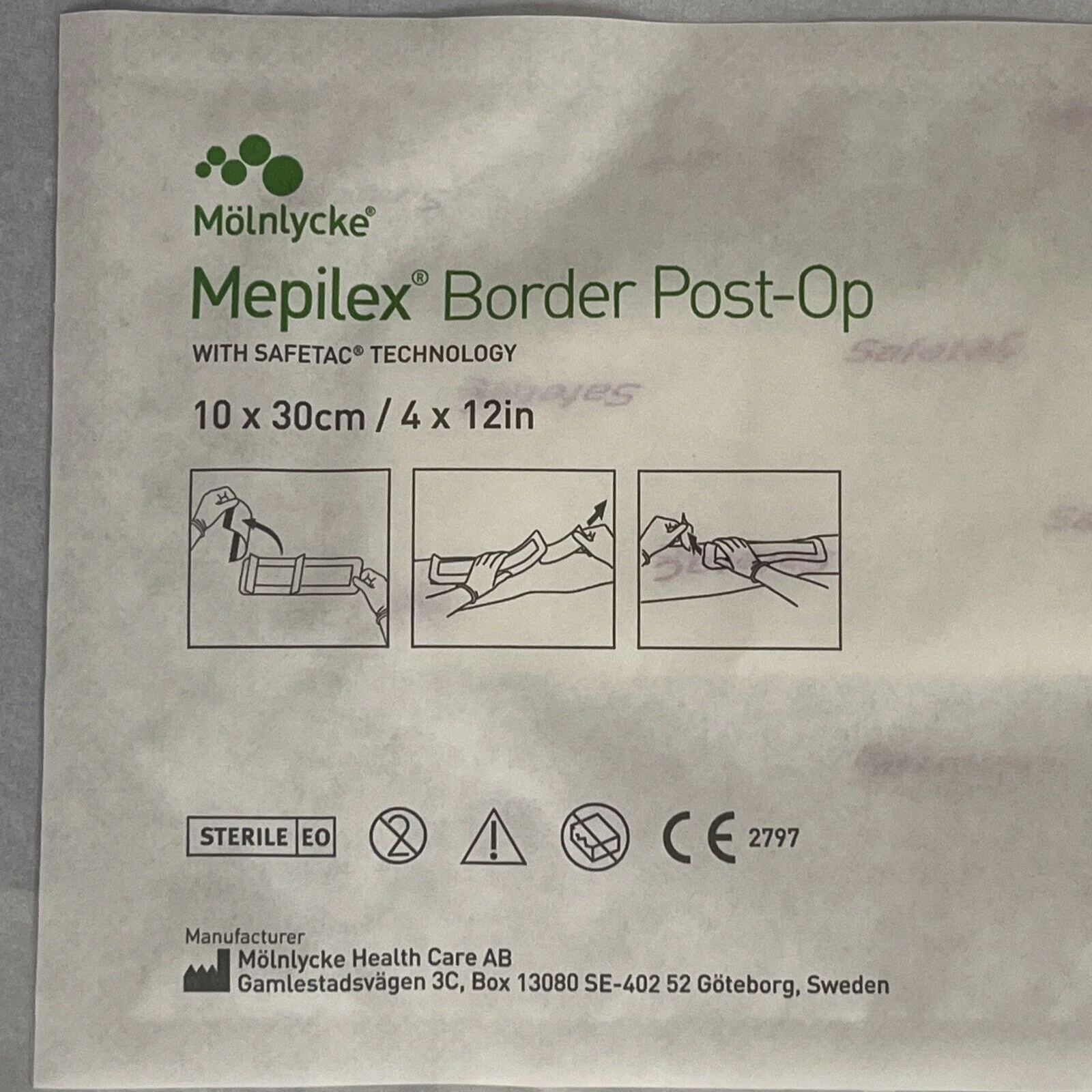 Molnlycke 496605 Mepilex Border Post-Op Silicone Dressing, 4" X 12" - 1 ct - Image 3