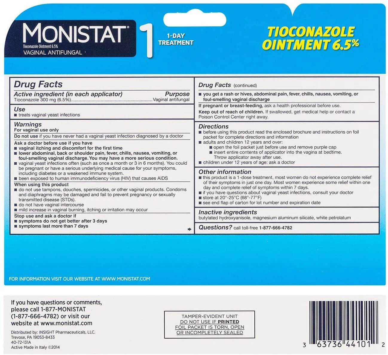 Monistat 1Day Yeast Infection Treatment Prefilled Tioconazole Ointment 0.16 Oz - Image 2