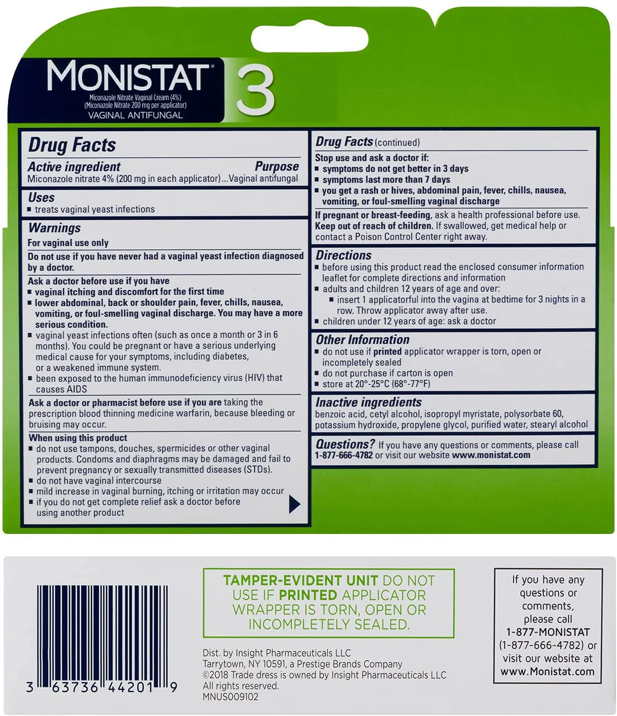 Monistat 3 Cream 3-Day Treatment with 3 Prefilled Applicators - Image 2