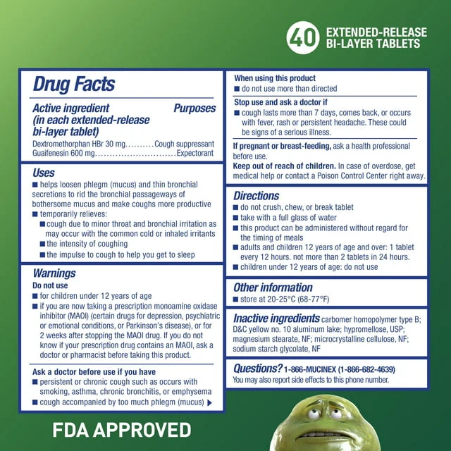 Mucinex Dm Expectorant Cough Tablets 600mg 40ct - Image 2