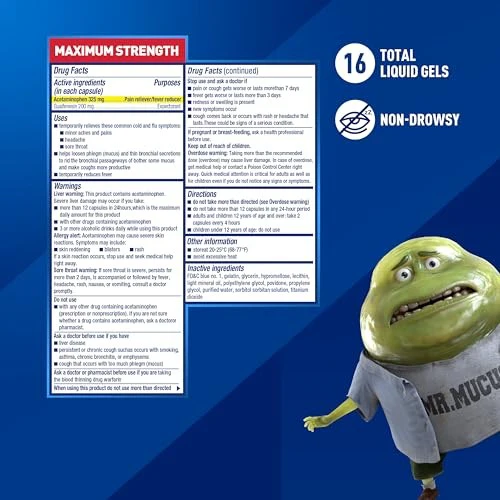 Mucinex Rapid + Clears Maximum Strength Cold Medicine & Expectorant, 16  Liquid Gels - Image 5