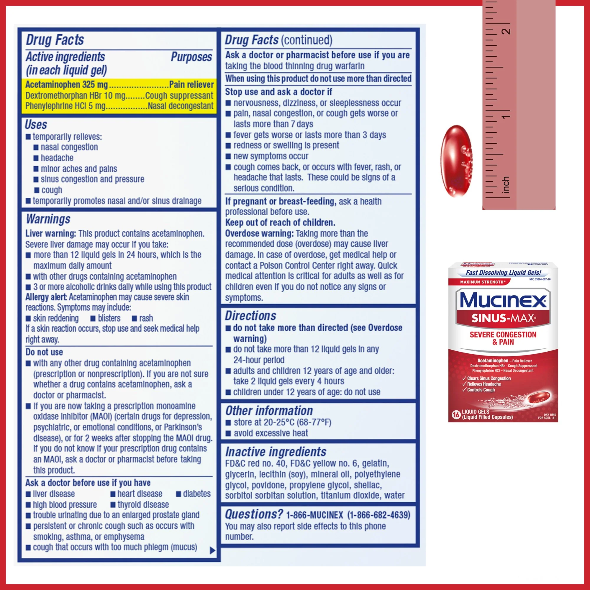 Mucinex Sinus-Max Congestion & Pain Liquidgels 16ct - Image 3