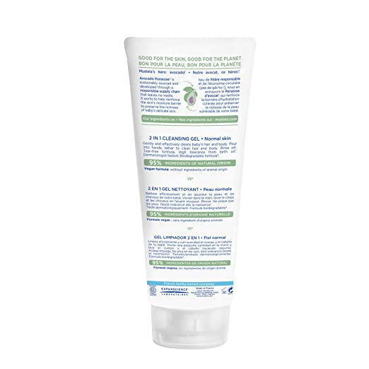 Mustela 2 in 1 Cleansing Gel, Baby Body & Hair Cleanser for Normal Skin 200 ml - Image 2