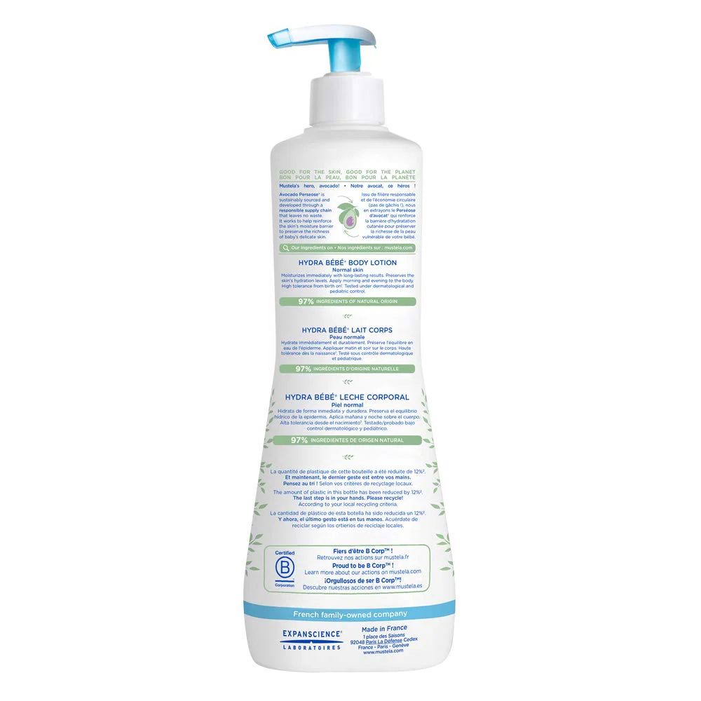 Mustela Hydra Bebe Body Lotion with Natural Avocado, Jojoba & Sunflower Oil 25.35 Oz - Image 2